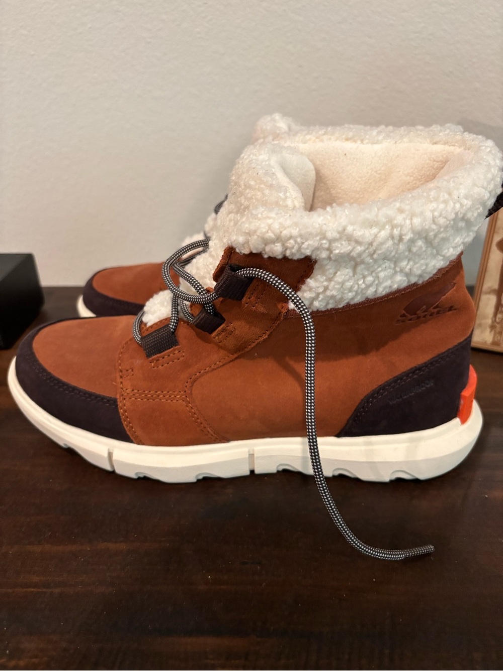 Sorel Brown Suede Winter Ankle Boots with Sherpa Lining